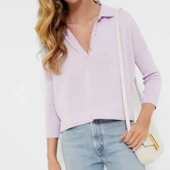 Tuckernuck Clayton Sweater Polo Womens XL/XXL Purple Boxy Knit Preppy Soft Girl - Picture 2 of 9